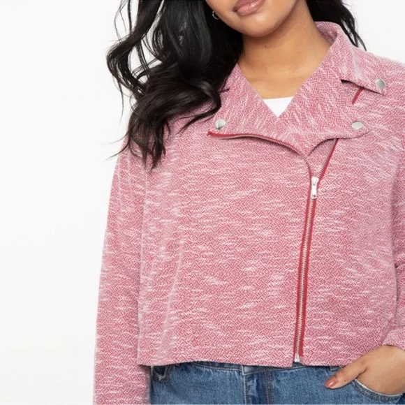 ELOQUII Women’s Plus Knit Moro Jacket Heather Red Size 26/28 with Pockets - Picture 7 of 10